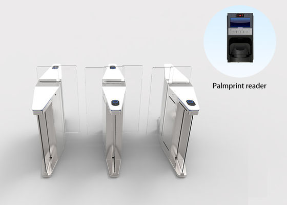 Buy White Marble Access Control Servo Sliding Gate with Tempered Glass Baffle 1500*300*980 online manufacture