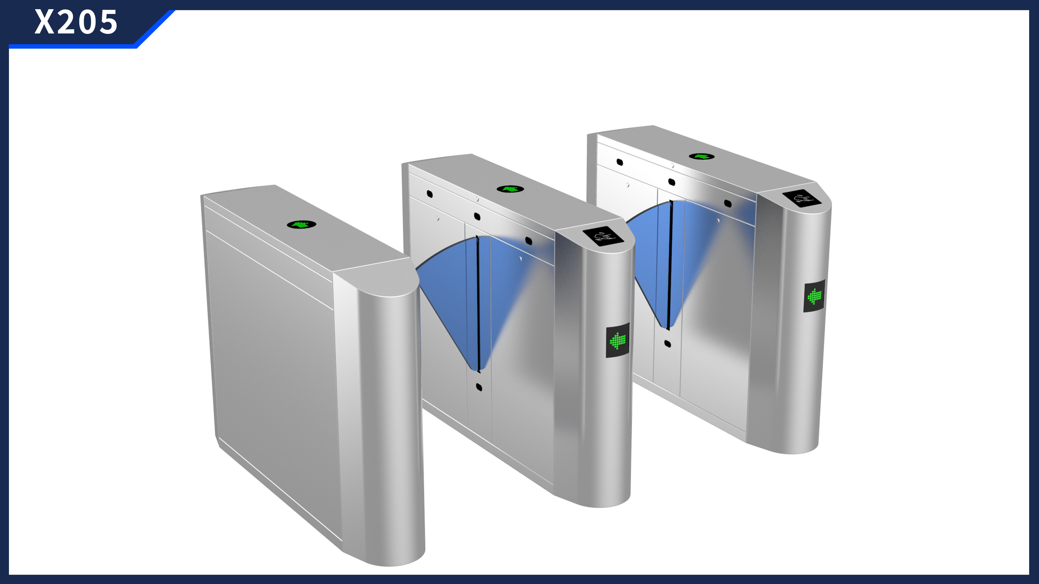 Blue Acrylic SUS304 Stainless Security Flap Barrier Gate RFID IC